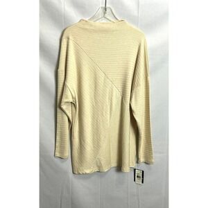 I.N. Studio Womens XL Cream Ribbed Mock Neck Diagonal Seam Tunic Top 0437L01
